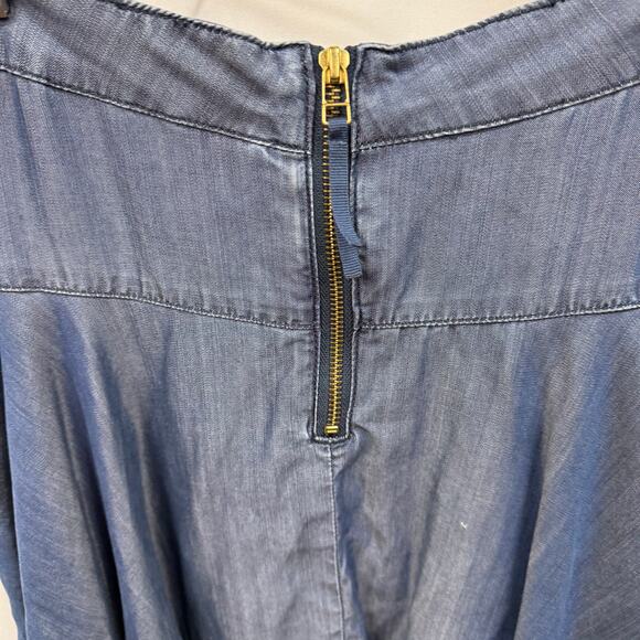 Anthropologie HD in Paris Chambray Denim BLue Asymmetrical Hem Skirt 6 - Picture 4 of 6